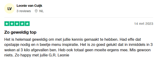 review al 3 kilo afgevallen met koolhydraatarm 30 dagen menu